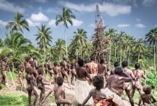 People of south Pentecost Island gather to watch the initiation ceremony.